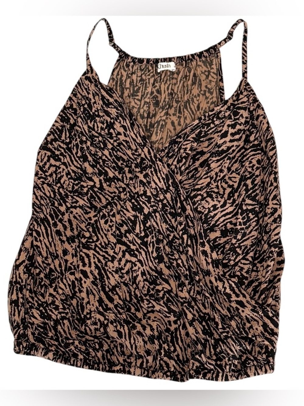 Khush Tiger Print Surplice Cami Adjustable Spaghetti Strap Wrap Front Top Sz M